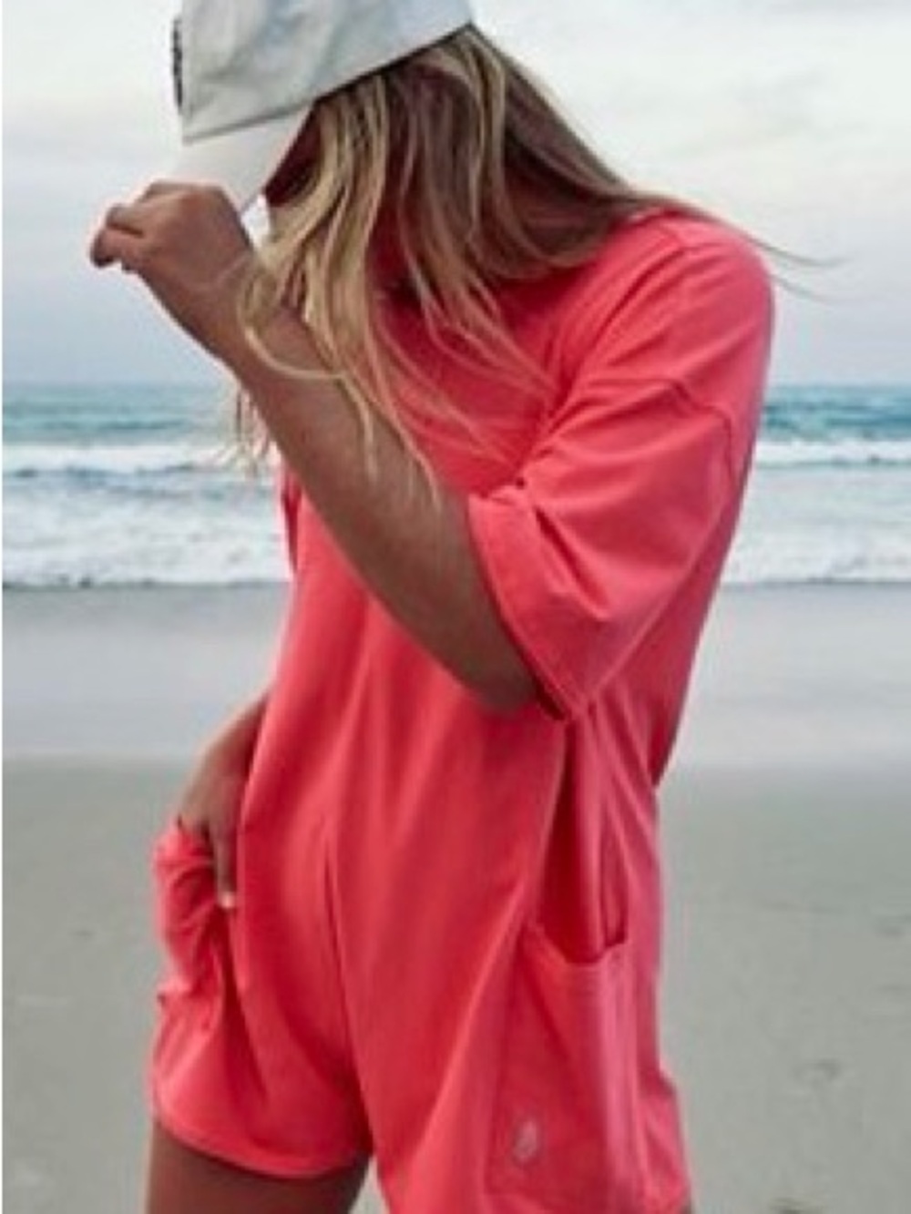 Free People Hot Shot Tee Romper in Electric Sunset